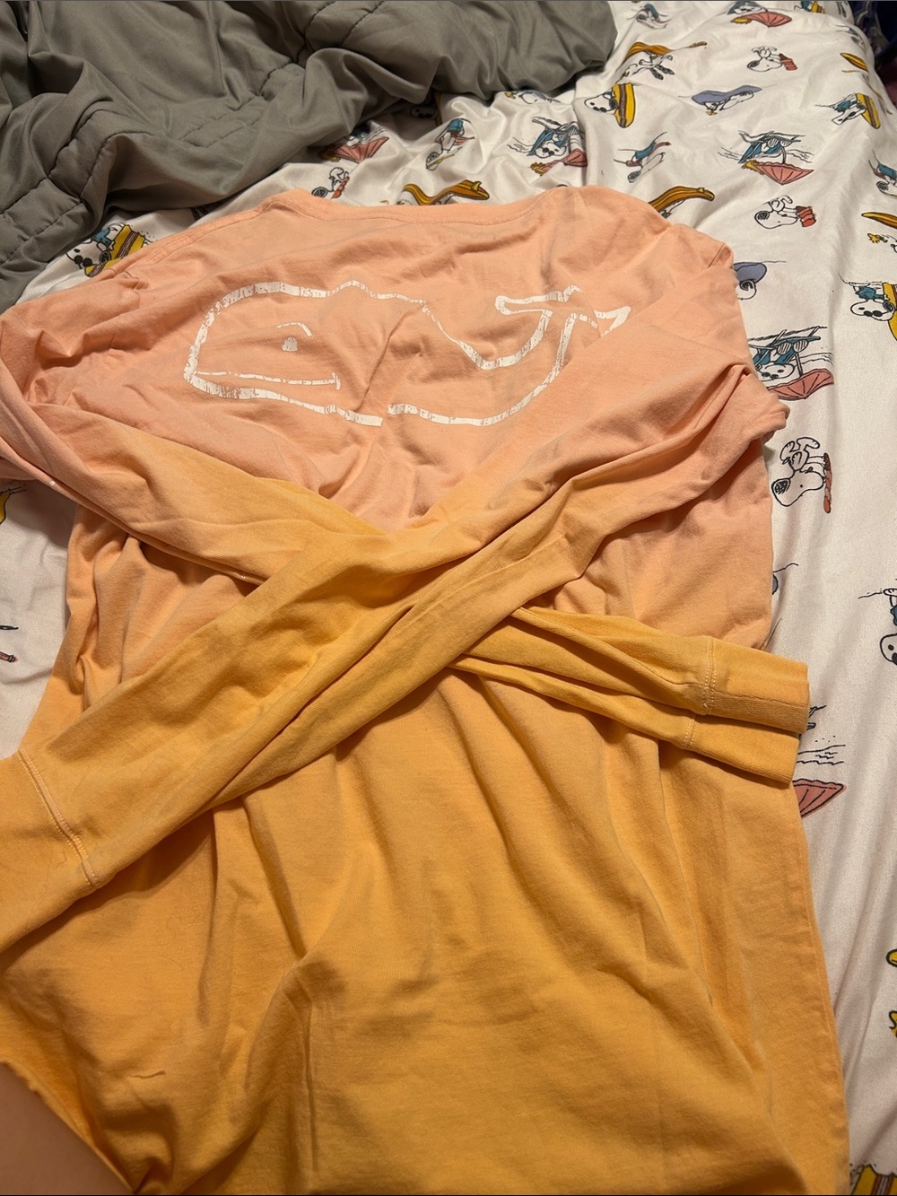 Vineyard Vines Kids Long-Sleeve Whale Tee - Peach & Mustard
